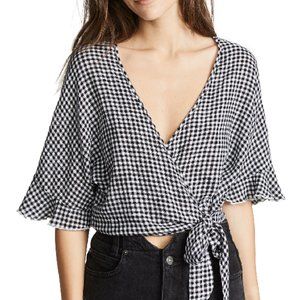 Rails Athena Gingham Wrap Top | Black & White | S